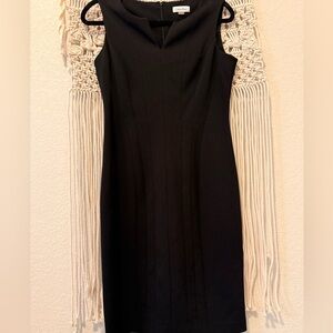 Calvin Klein Classic Black Sheath Dress Size 6 | Elegant Tailored Dress for Work